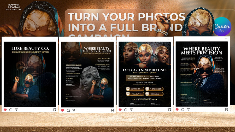 Instagram carousel campaign templates Canva Pro, luxury beauty branding social media design set Canva Pro Instagram templates