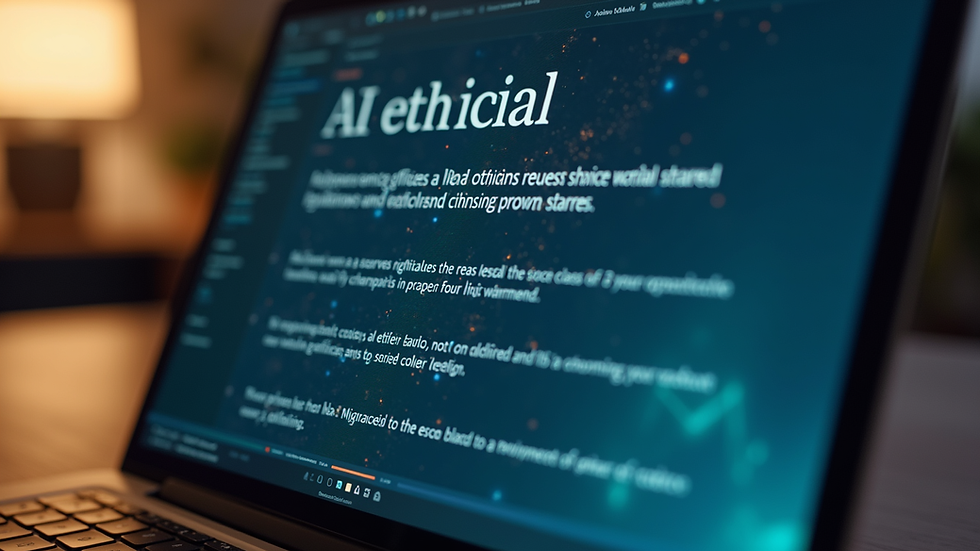 Close-up view of a laptop screen displaying AI ethical guidelines