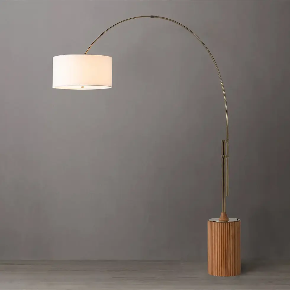 Arc Floor Lamp Tambo 86" Ash Brass Linen