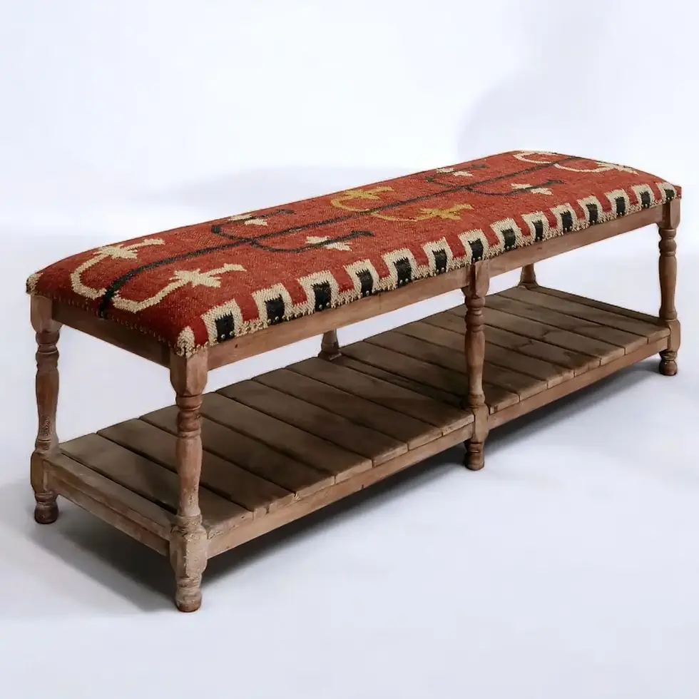 Kilim Bench with Shelf