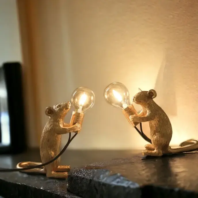 Gold Plated Mouse Resin Night Light