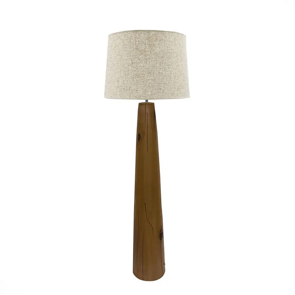 Ely 59" Resin Floor Lamp Wood Finish Base with Linen Shade
