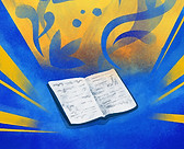 Open book and symbols