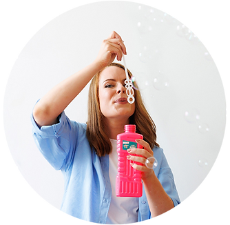 Sarah Murray blowing bubbles