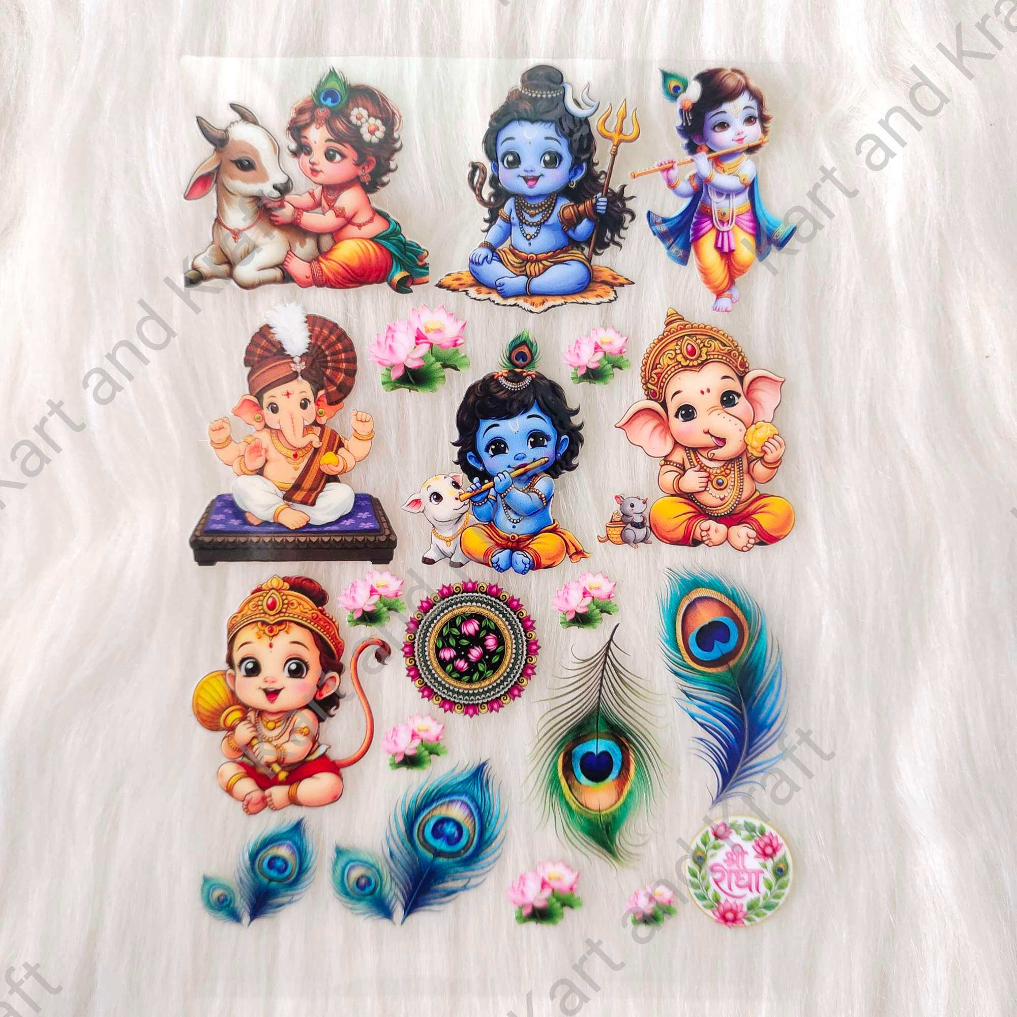 Mix Ganesha & Krishna UV DTF Rakhi Stickers