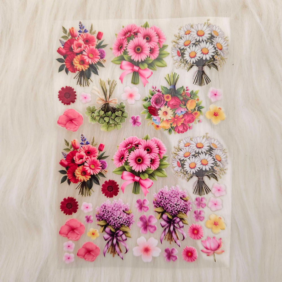 Thumbnail: Mix Flowers UV DTF  Stickers - A6 Size Sheet -A