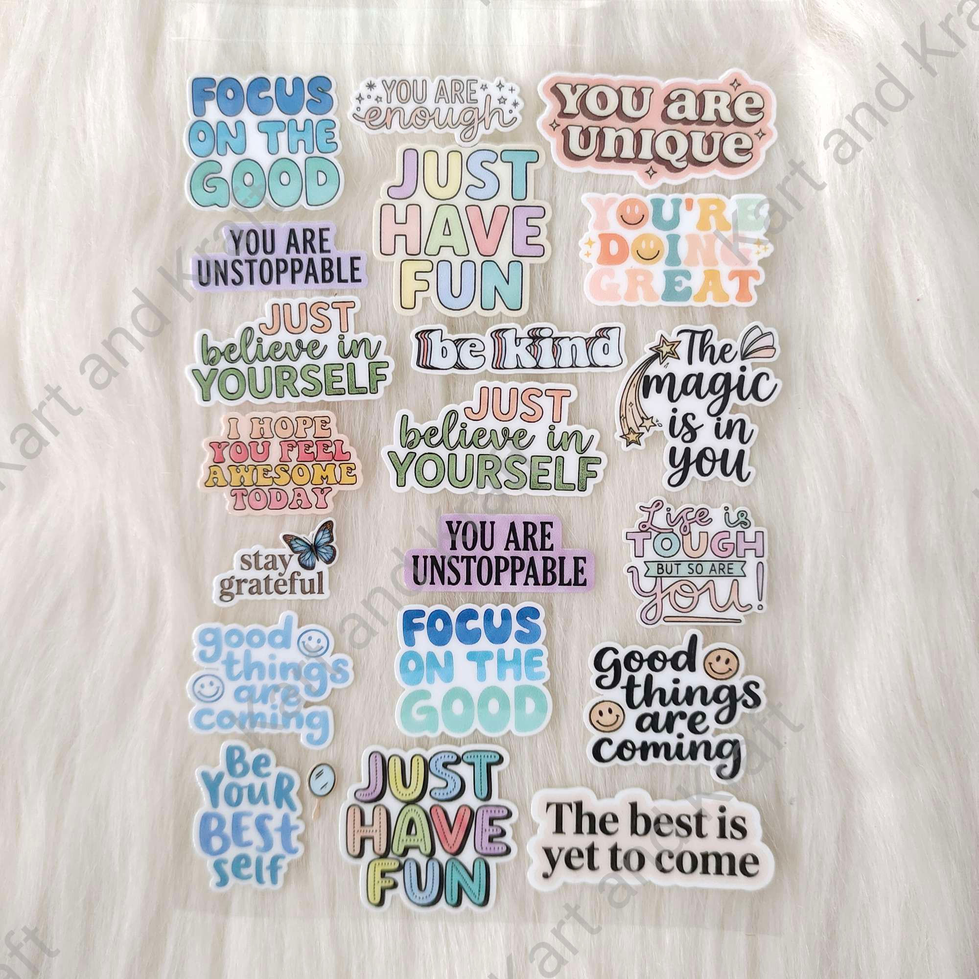 Quotes UV DTF stickers A6 sheet.