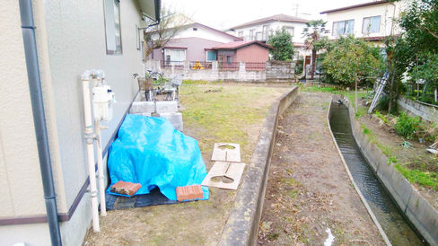 外構工事前(お庭):施工前の普段使われていないスペース