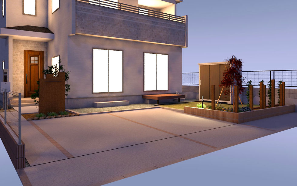 外構のCGデザイン：夜間イメージ