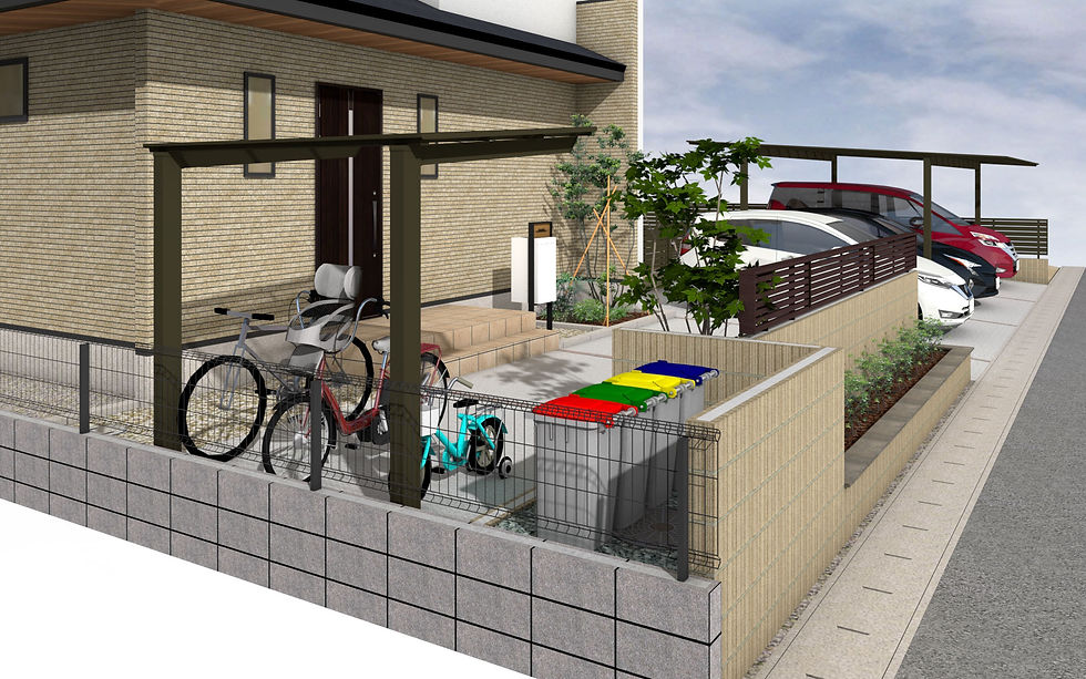 外構のCGデザイン：サイクルポート