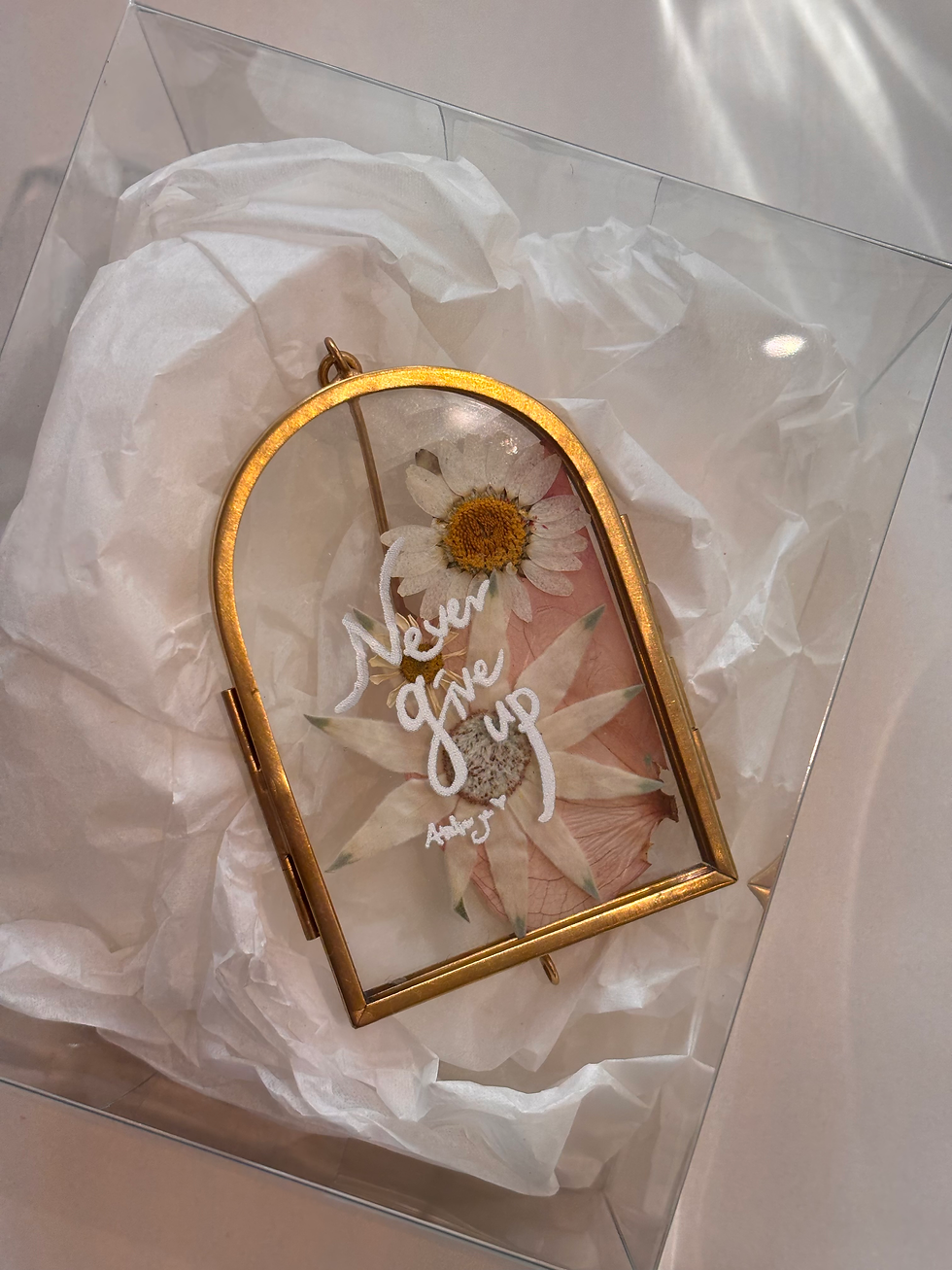 押し花フレーム・Never give up