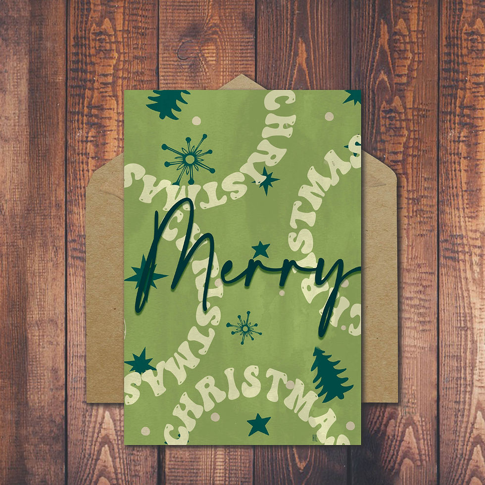 Merry Christmas-Unique Holiday Card 4X6 in size-green colour