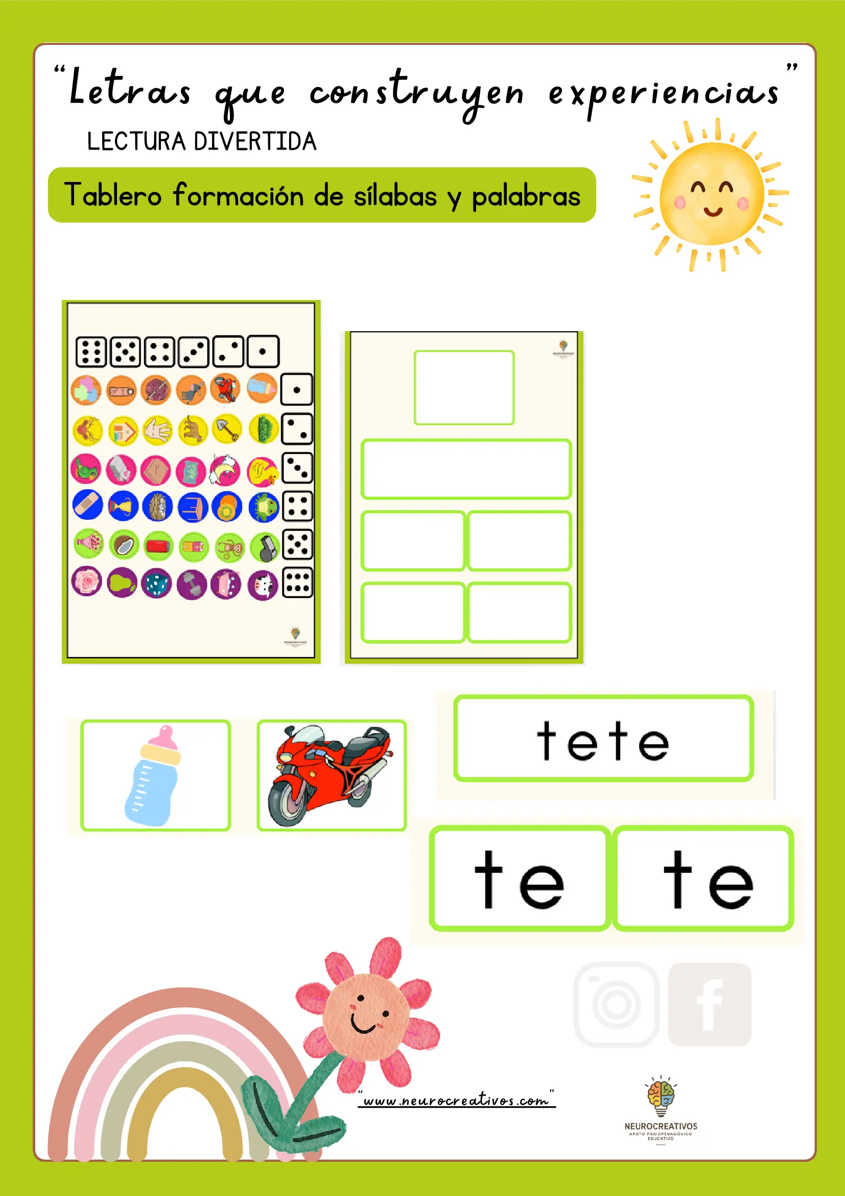 Tablero de formación sílabas y palabras