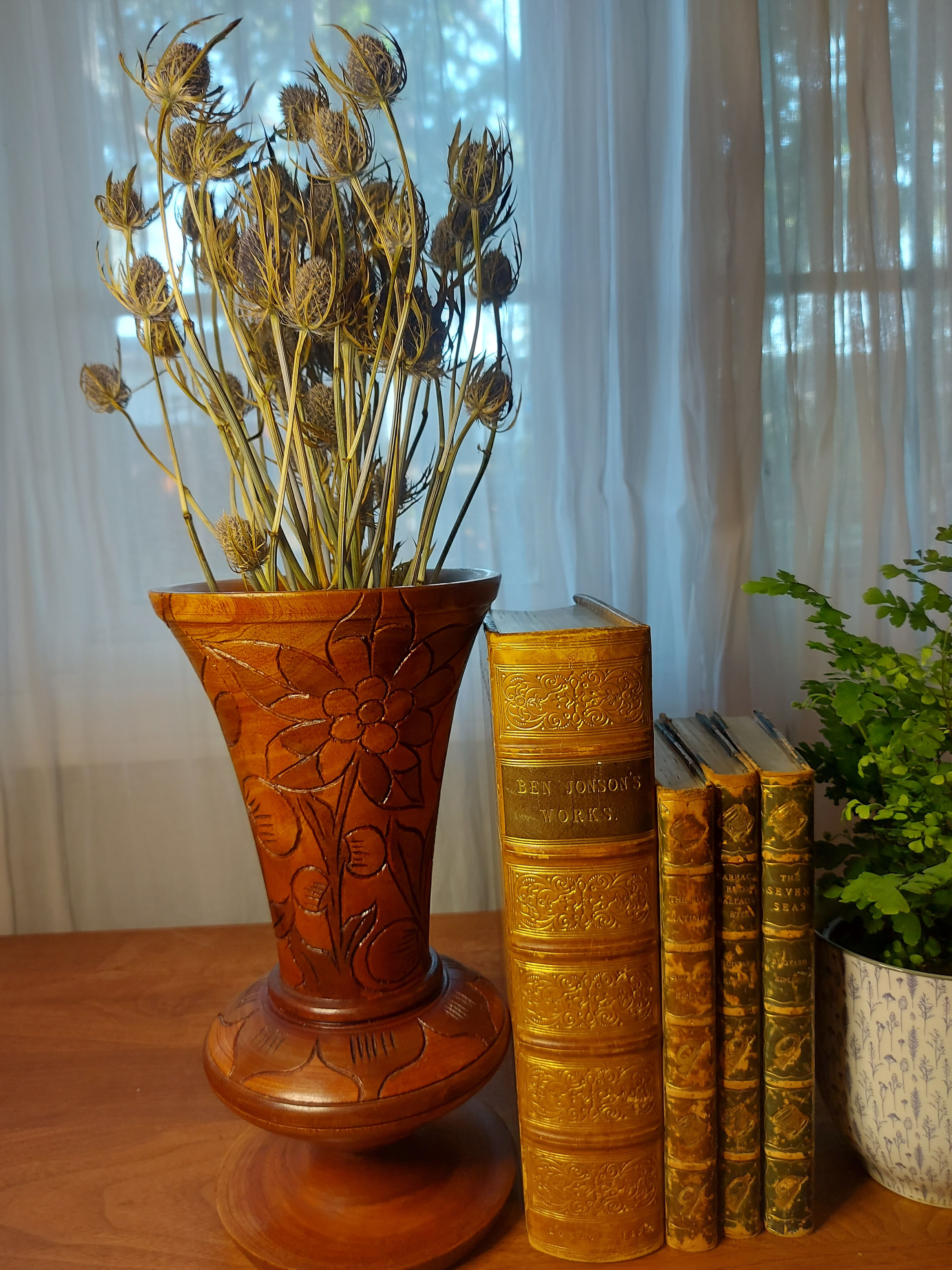 Hand Carved Wooden Vase