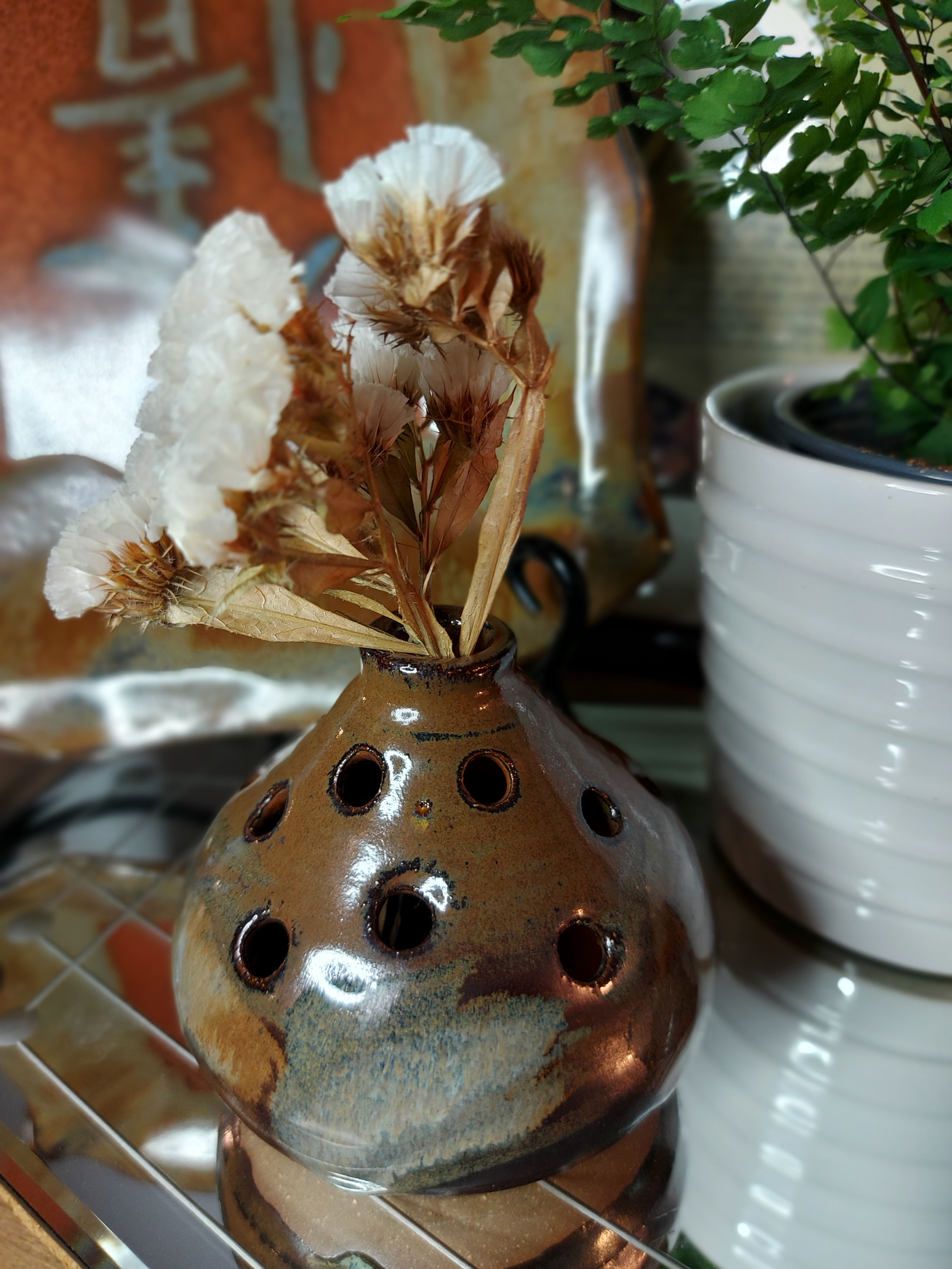 Studio Pottery Onion Flower Vase