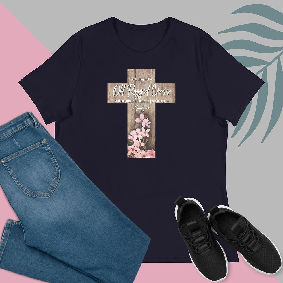 Thumbnail: "Old Rugged Cross" - 2 Timothy 4:8 | Christian Shirt - Navy