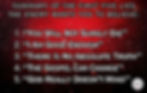 Red textured background with white text reading “Summary of the First Five Lies the Enemy Wants Us to Believe,” followed by a numbered list: “You Will Not Surely Die,” “I Am Good Enough,” “There Is No Absolute Truth,” “The Gospel Can Change,” and “God Really Doesn’t Mind.” The image summarizes key spiritual deceptions discussed in the article about sin, truth, and the Gospel.