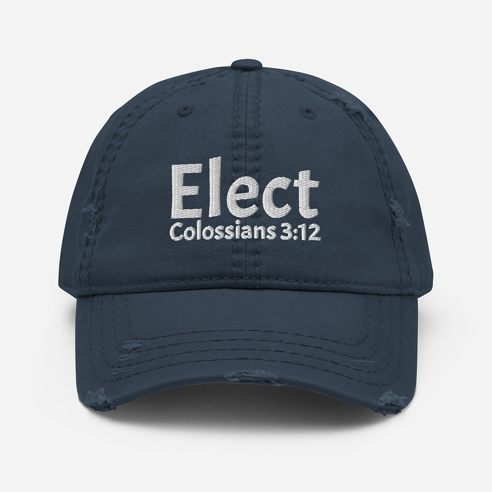 Thumbnail: "Elect" Embroidered Baseball Cap | Christian Hat | Scripture Hat | Faith Hat - Navy