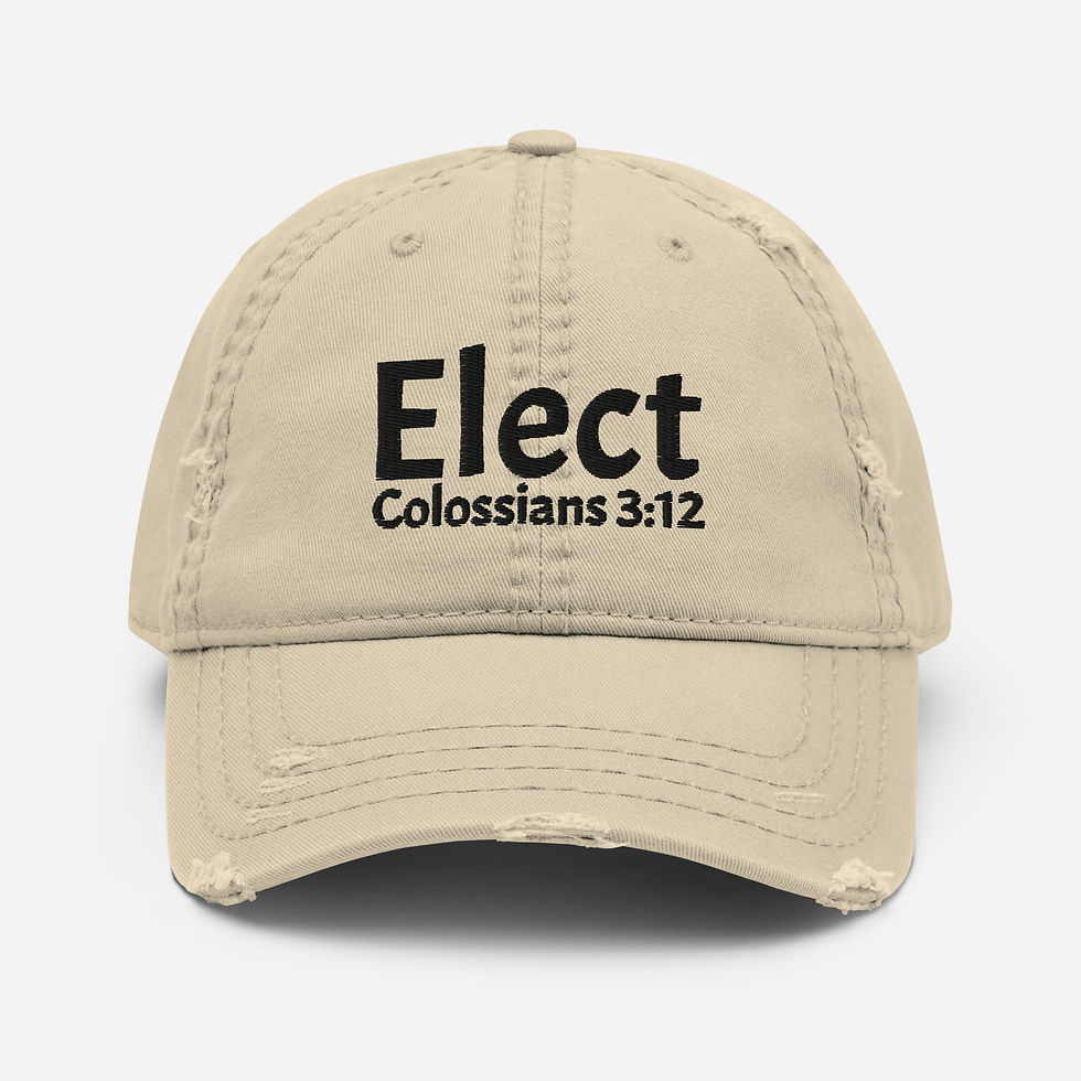 Thumbnail: "Elect" Embroidered Baseball Cap | Christian Hat | Scripture Hat | Faith Hat - Khaki