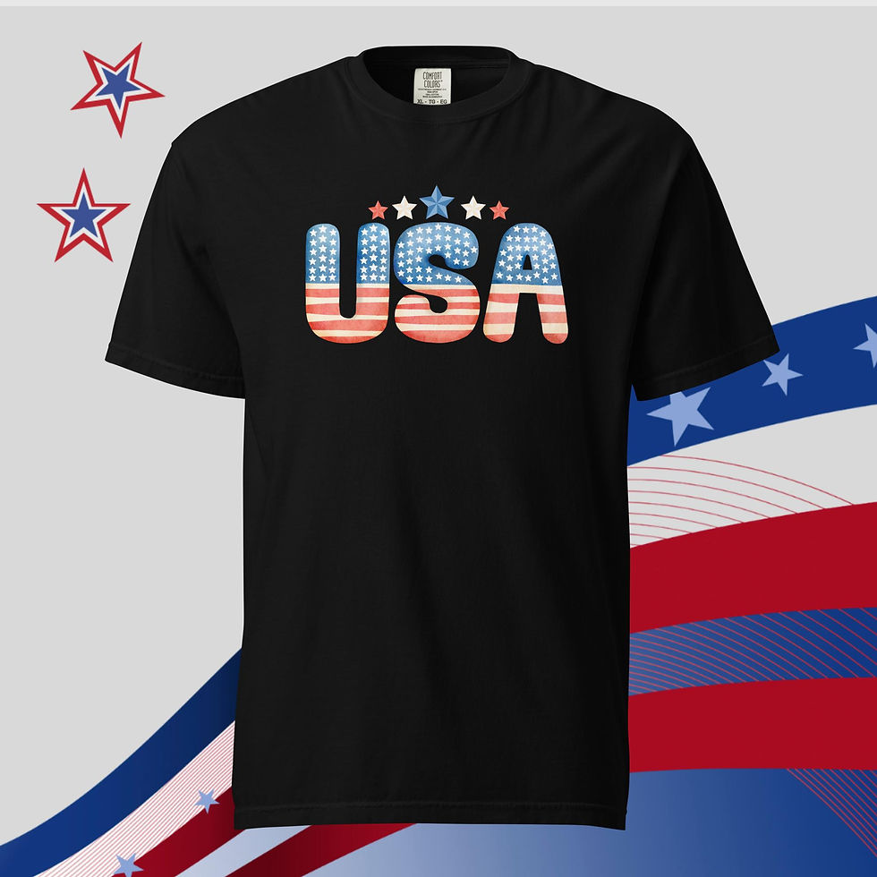 "USA" Bubble Letters | UNISEX Patriotic TShirt - Black