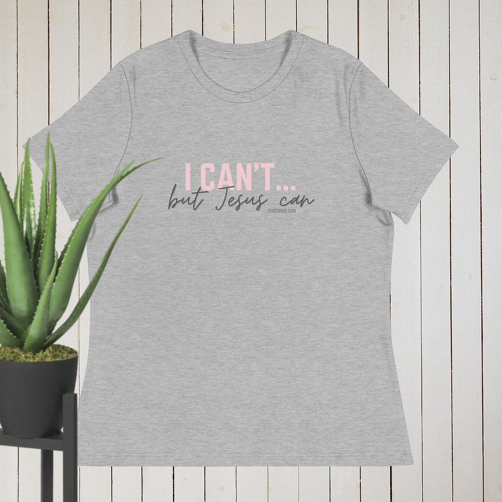 Thumbnail: Athletic Heather | "I can't...but Jesus can" - Ephesians 3:20 | Christian Shirt
