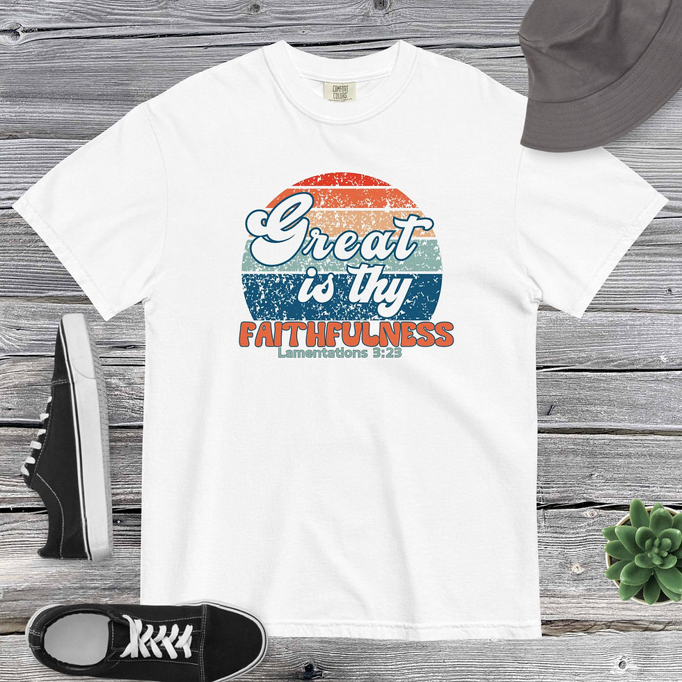 Thumbnail: "Great is Thy Faithfulness" - Lamentations 3:23 | UNISEX Christian T-Shirt - White