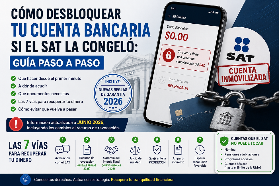Pasos para recuperar el bloqueo de cuentas bancarias por parte del SAT