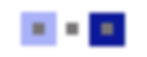 light blue square on the left, dark blue square on the right, three light gray squares on the middle,