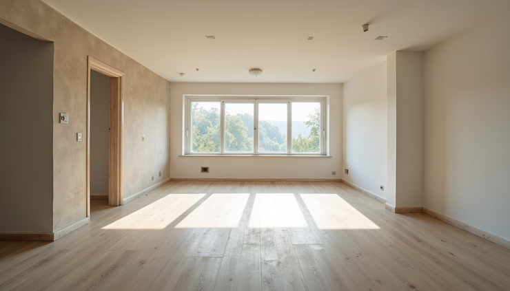 Geniş açıdan bakışla modern bir dairenin tadilat öncesi hali