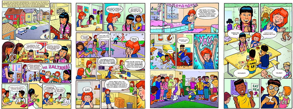 Interior page of Zaltana comic book showing Chapter 1 illustrated in vibrant colors