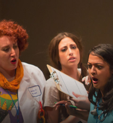 OperaWorks singers performing expressive dramatic scene together