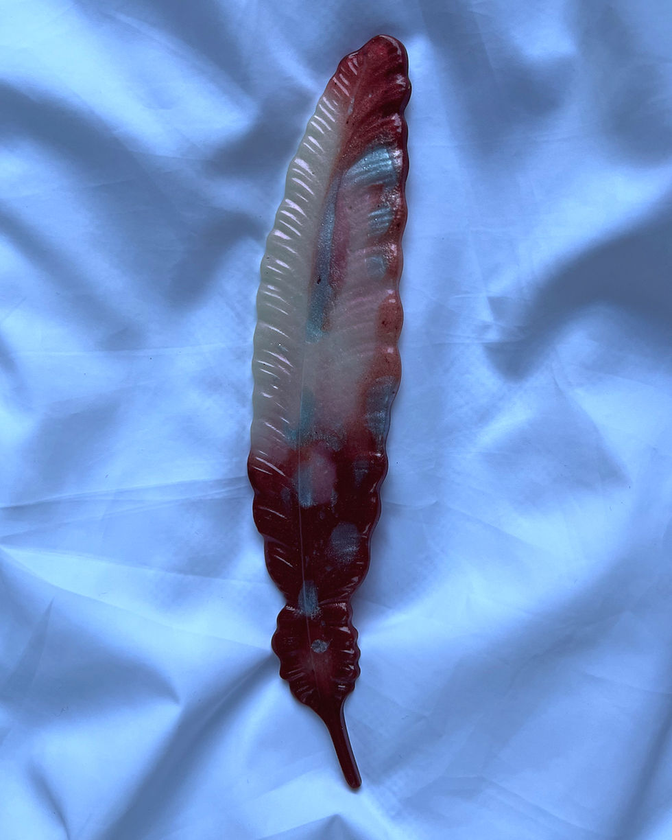 Feather Bookmark (Red/White/Silver)