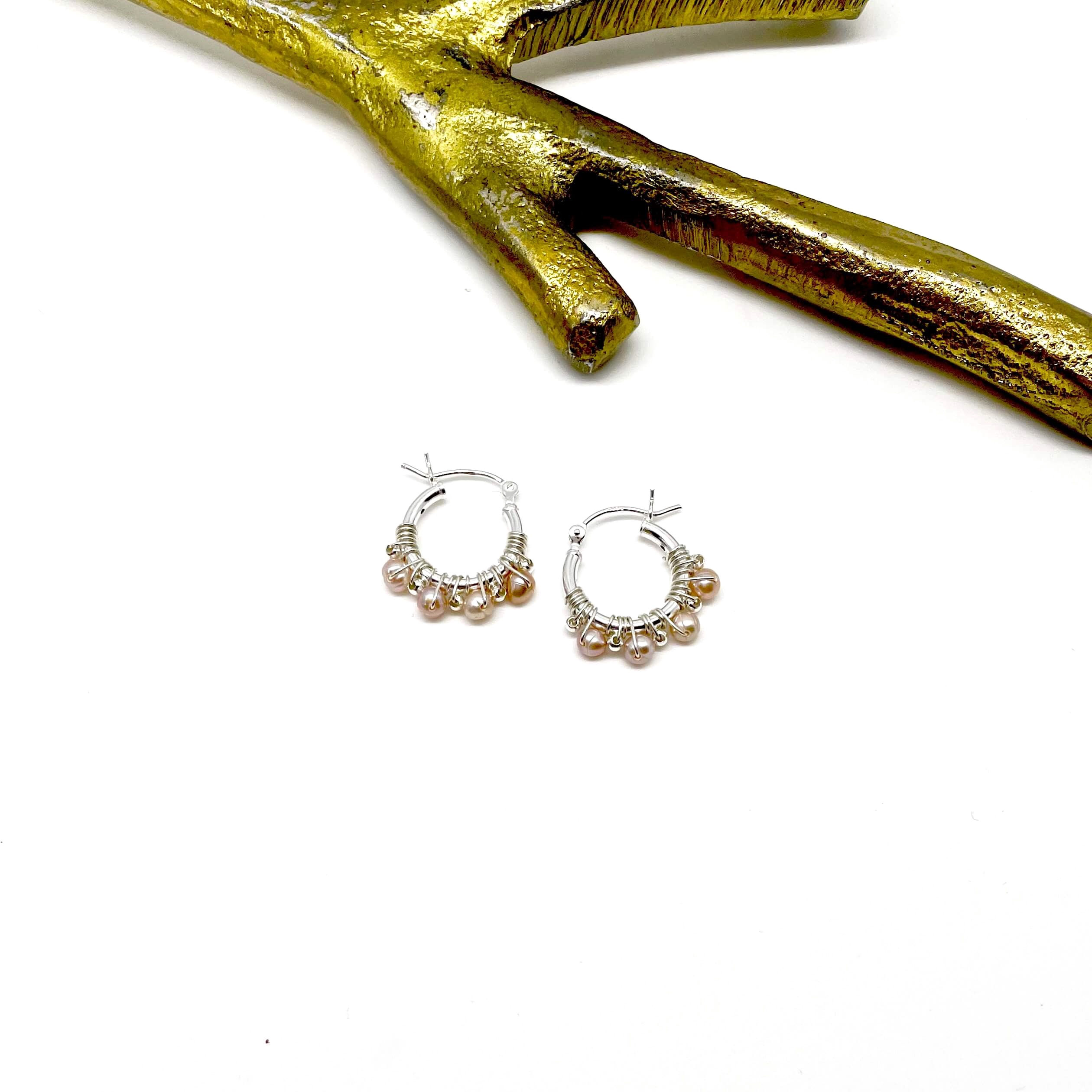 MADELAINE Pink Pearl Hoops