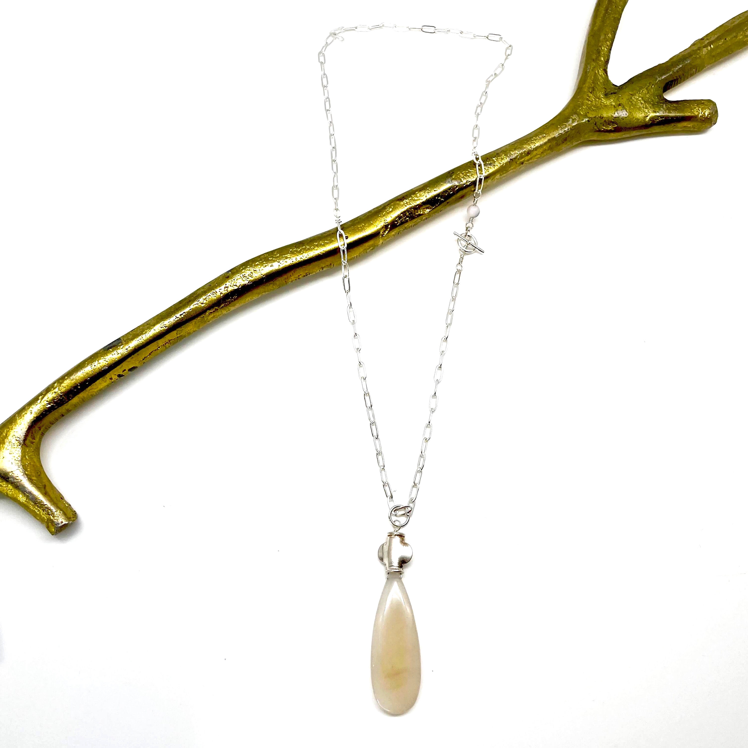 CLAIRE Rose Quartz Drop Necklace