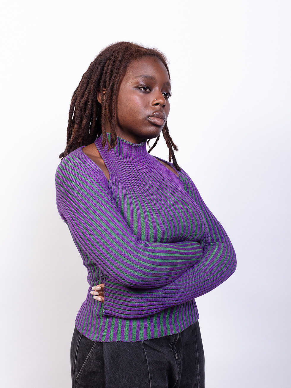 Front view of Y sweater