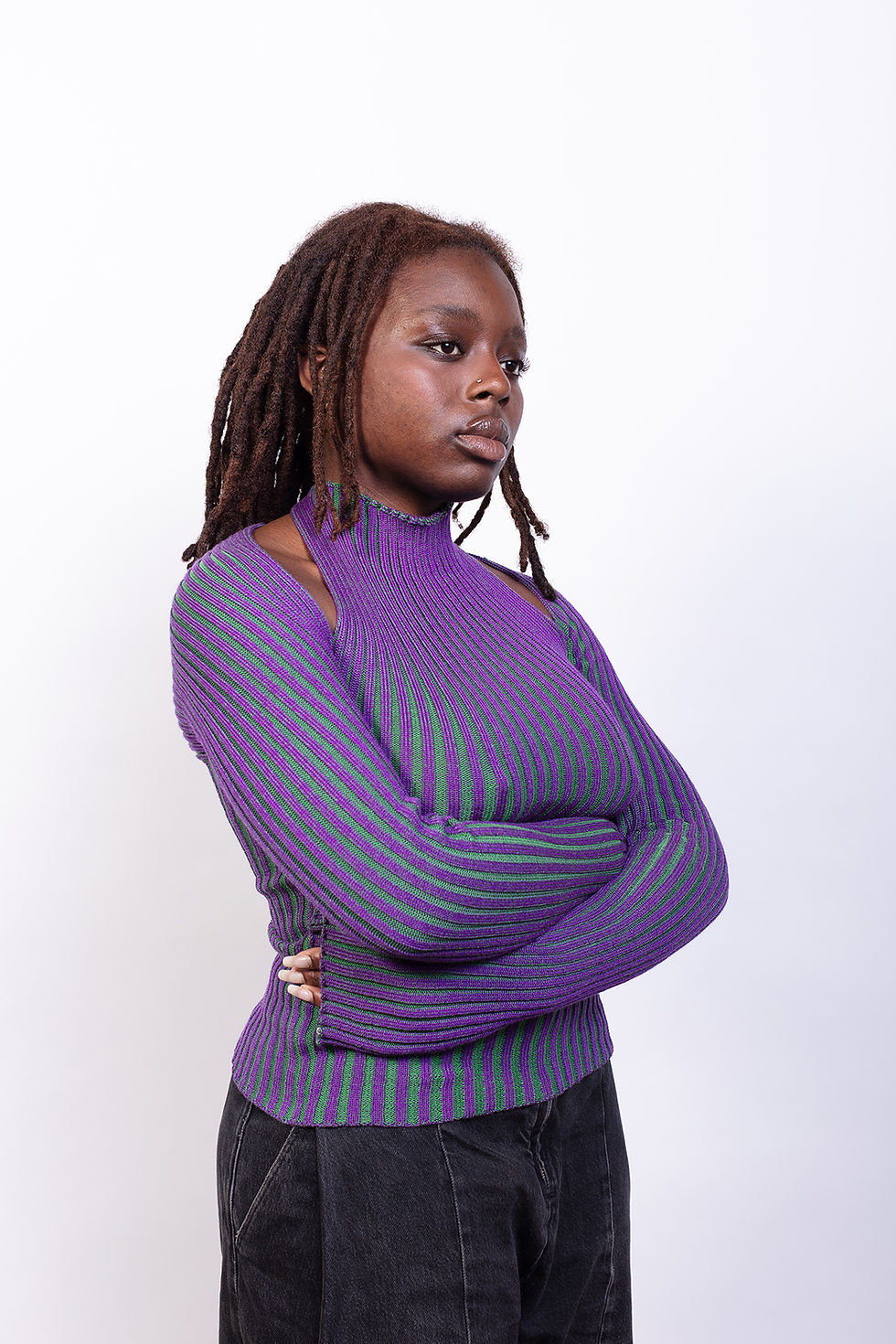 Front view of Y sweater