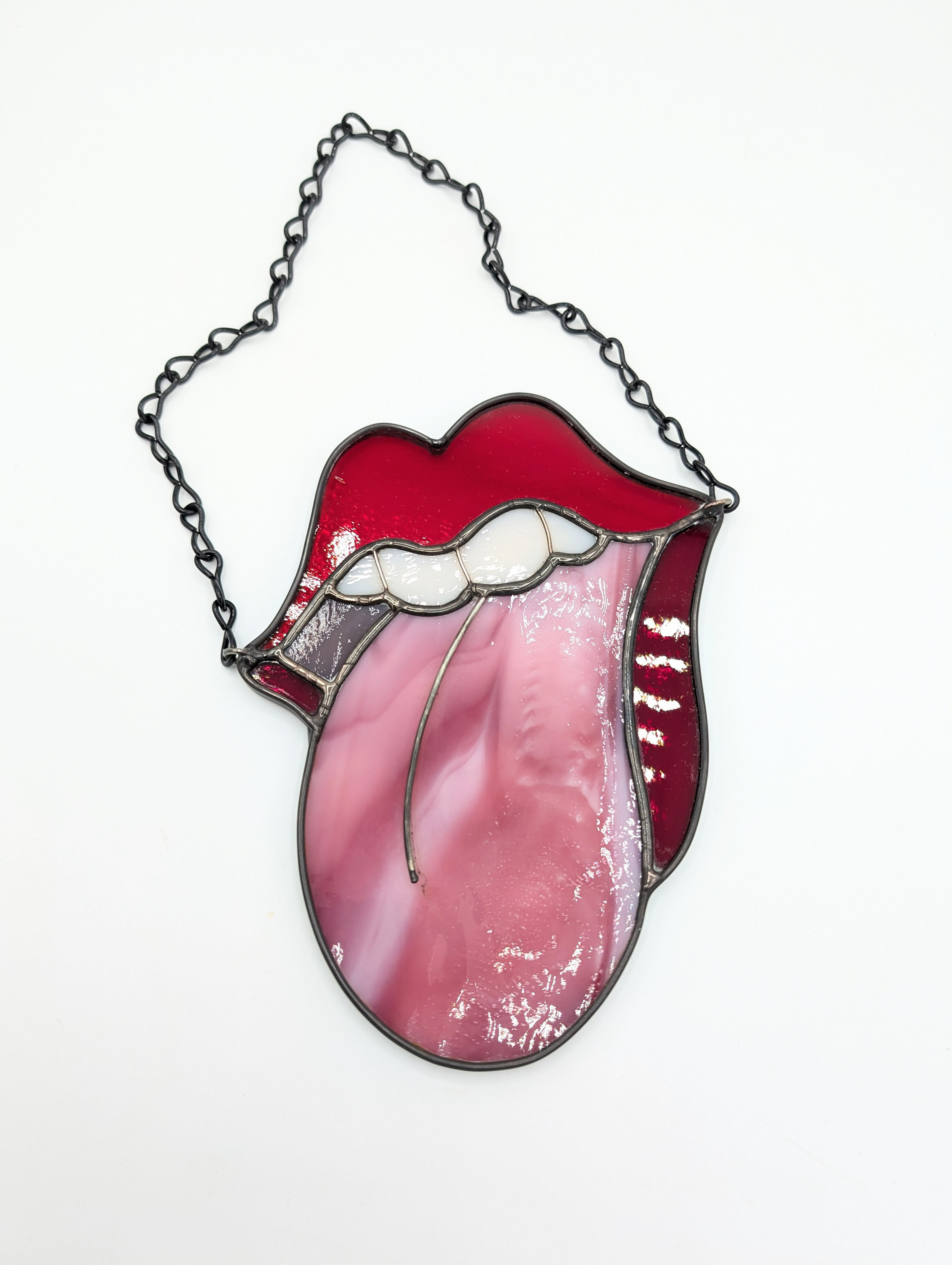 Stones logo tongue & lips Stained Glass suncatcher