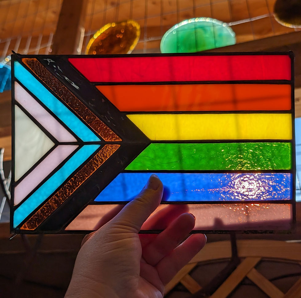 Thumbnail: Progress Pride Flag Stained Glass suncatcher