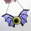Thumbnail: Bloodshot eyeball Stained Glass Suncatcher with dichroic spiderweb bat wings