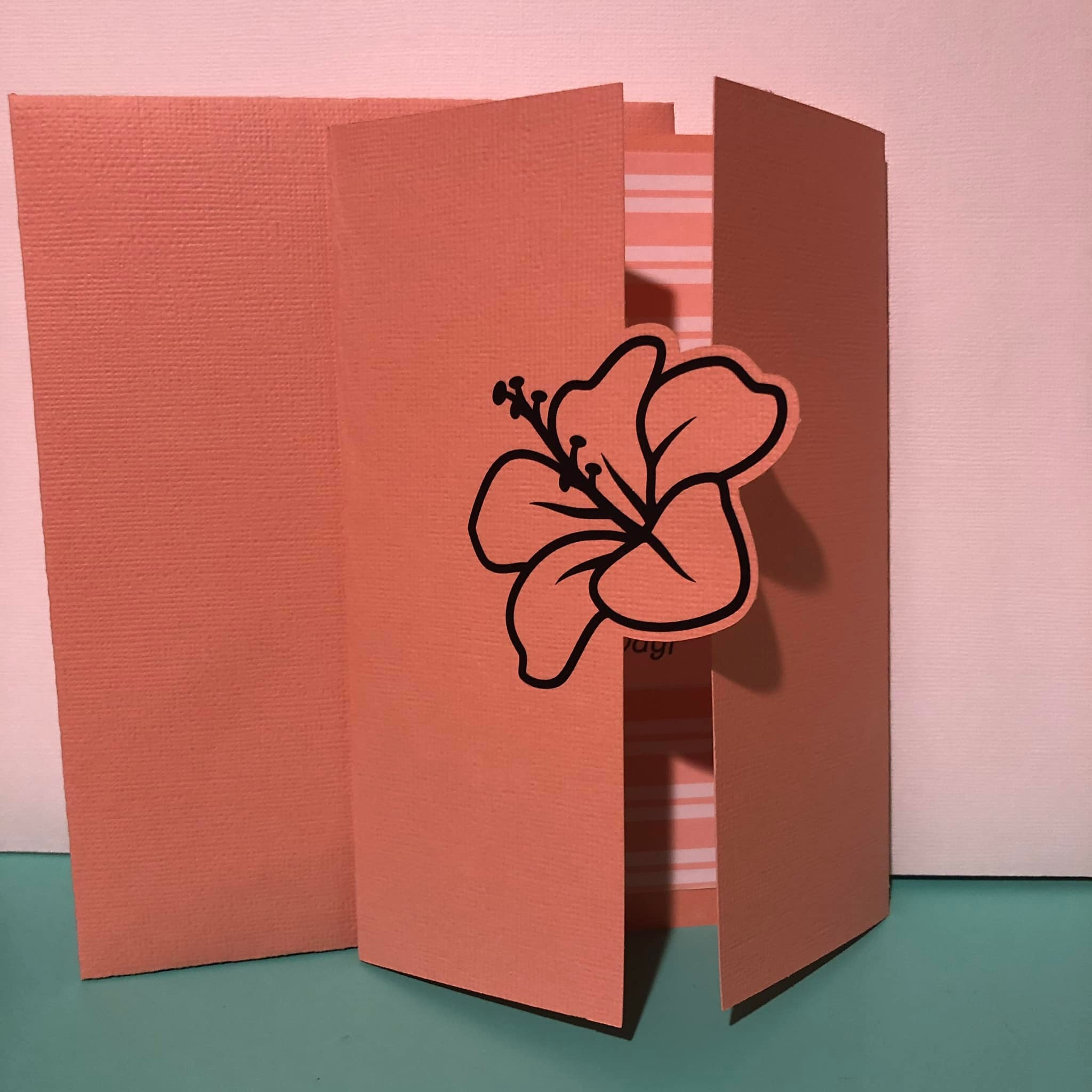 Floral Die Cut Greeting Card Coral
