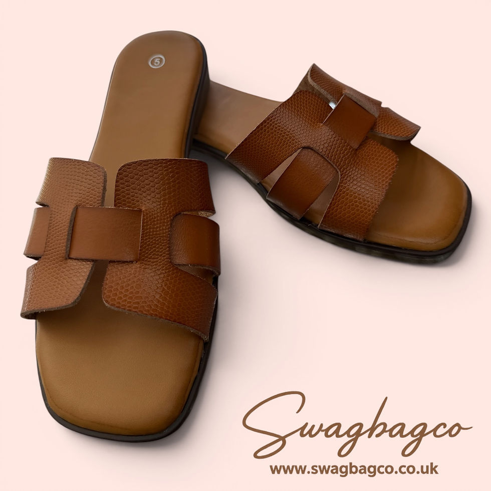 Thumbnail: Ladies flat leather effect sliders