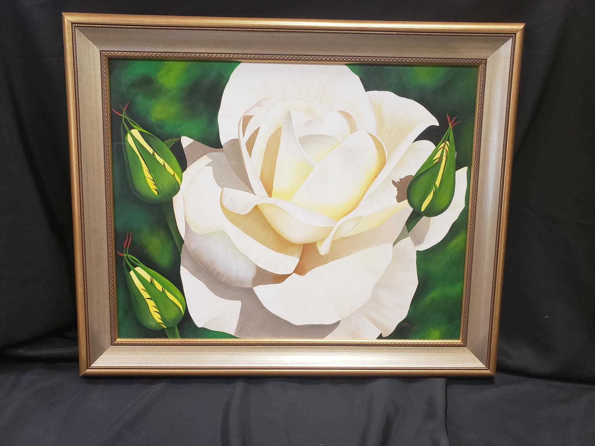 Cream Rose with Rosebuds Painting