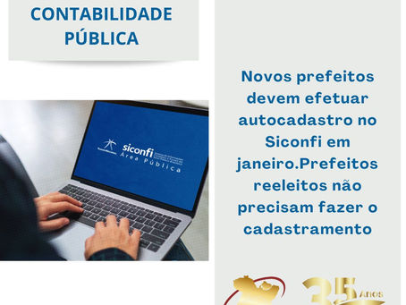 Novos prefeitos devem efetuar autocadastro no Siconfi em janeiro