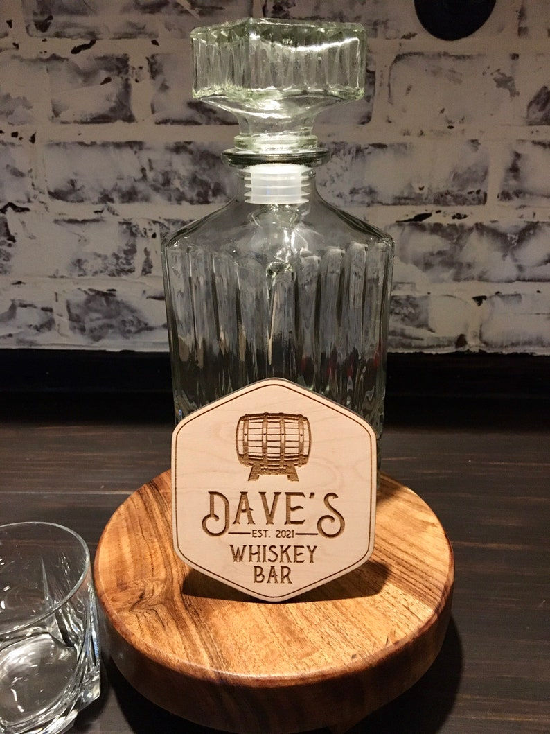 Thumbnail: Set of four custom whiskey bourbon bar wooden pub bar coasters