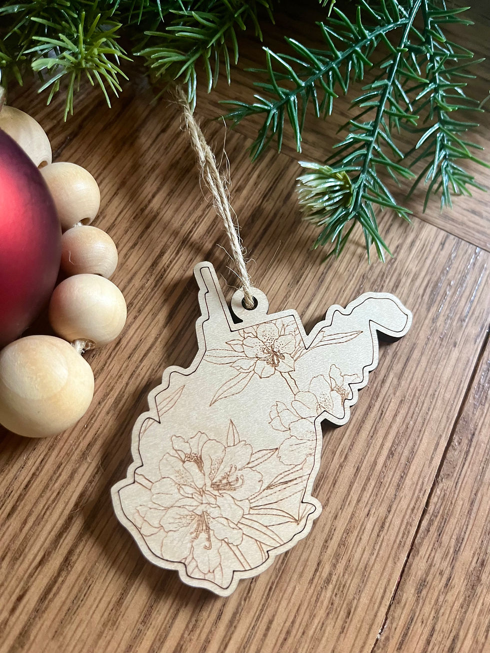 Thumbnail: West Virginia Rhododendron State Flower Christmas Ornament