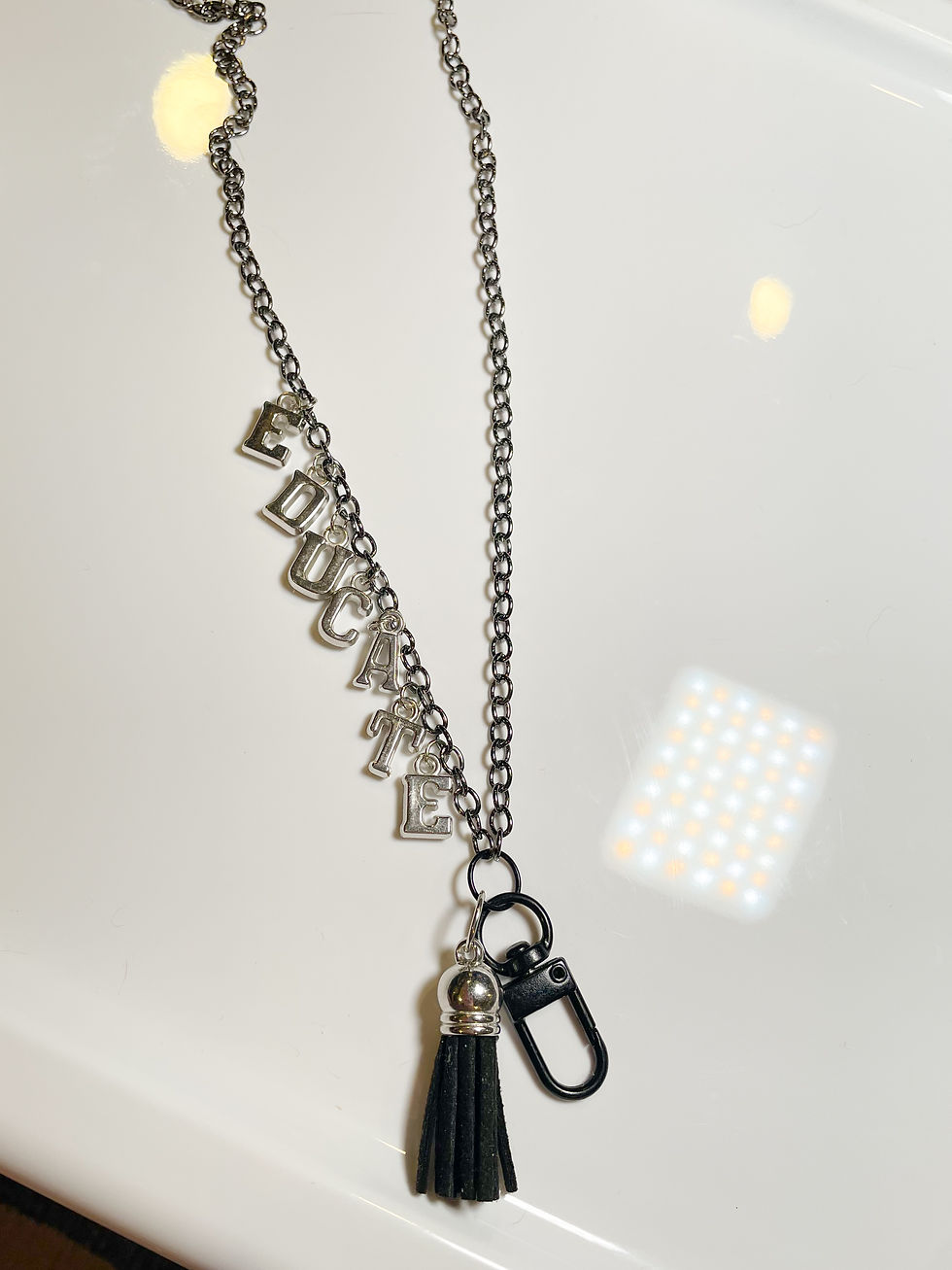 Thumbnail: silver and black charm lanyard
