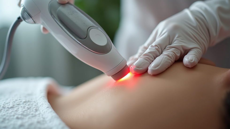 Close-up view of laser hair removal device on smooth skin