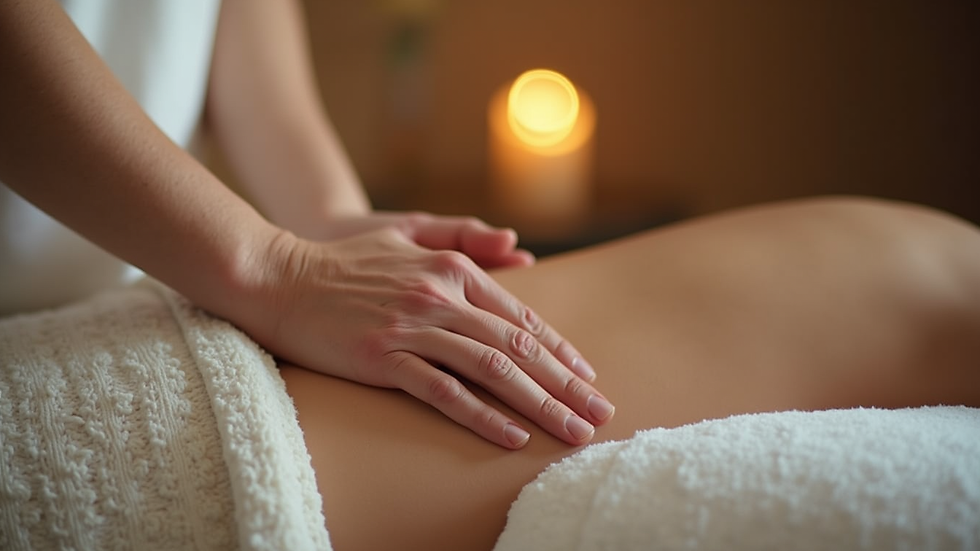 Close-up view of Reiki practitioner’s hands hovering gently over a client’s body