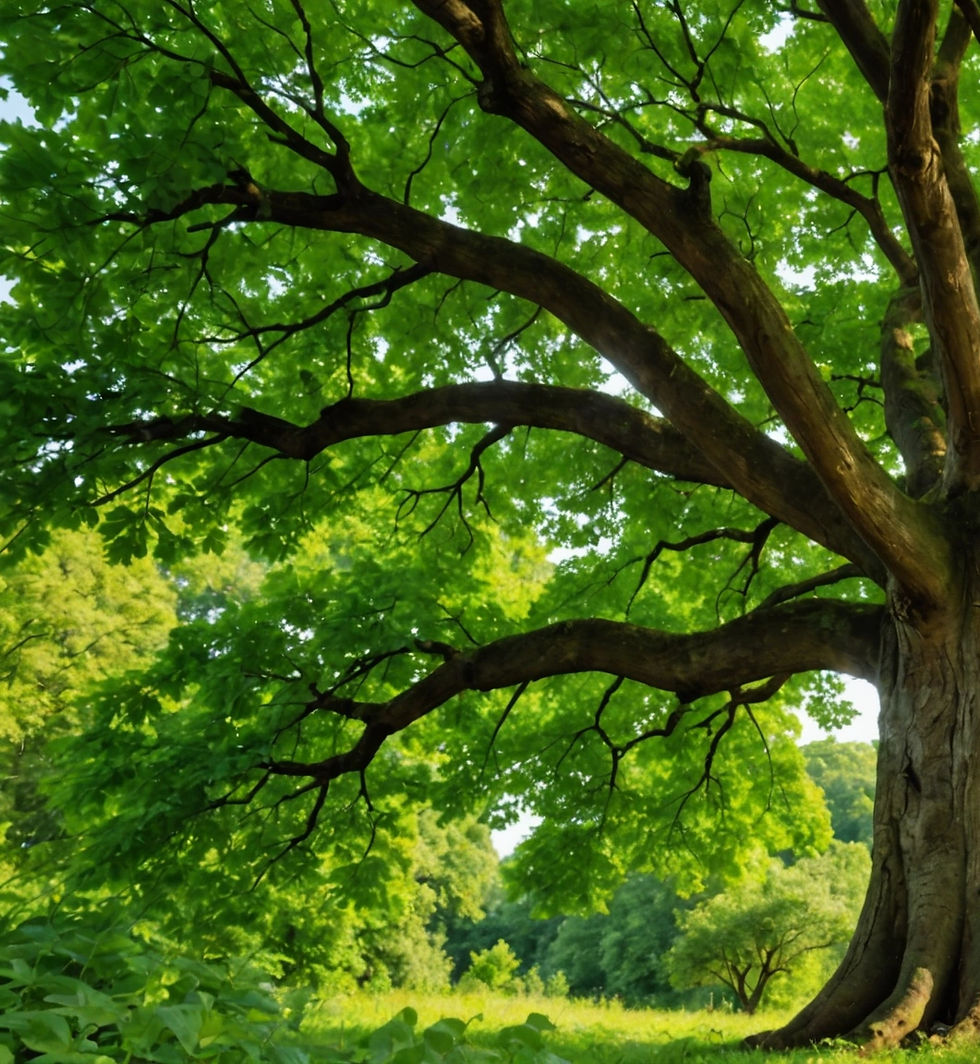 Eye-level view of a mature Butternut tree standing tall in a lush green environment