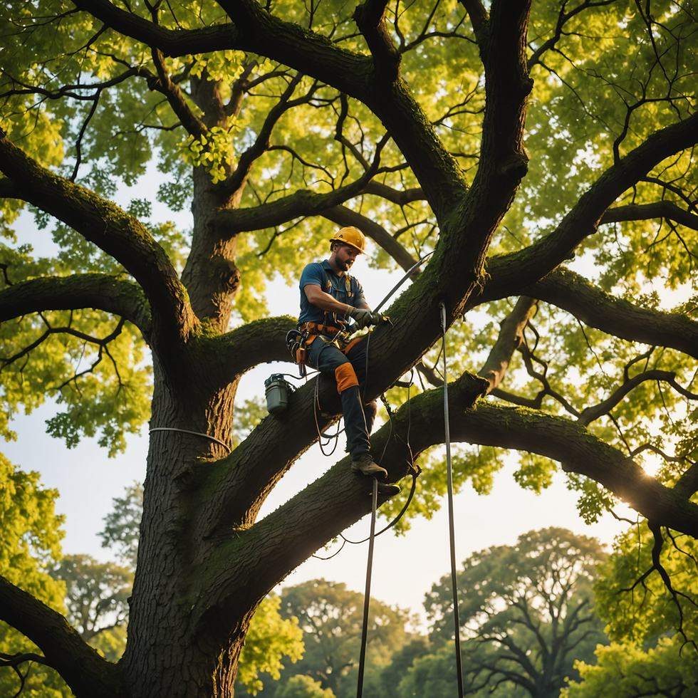 Eye-level view of a healthy tree amidst a well-kept lawn